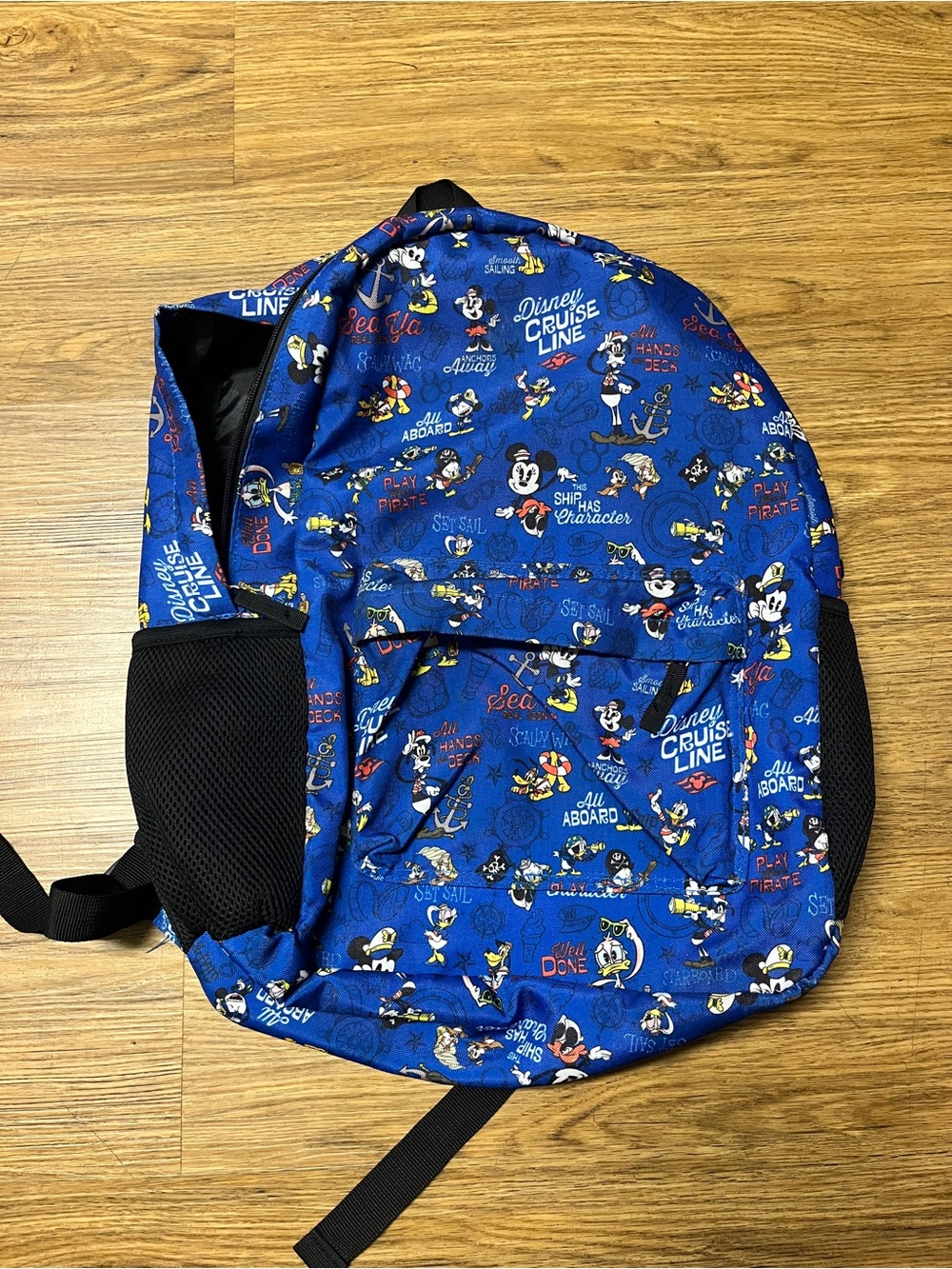 Disney Cruise Line Mickey & Friends Pluto Goofy Anchor Nautical Blue Backpack
